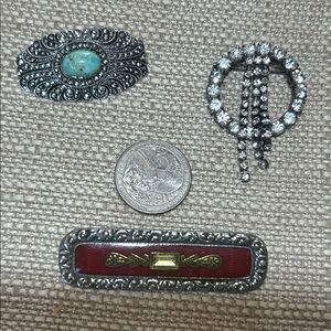Pick 1! Elegant Silver & Turquoise color, 1928 Bar Brooch or rhinestone Tassle
